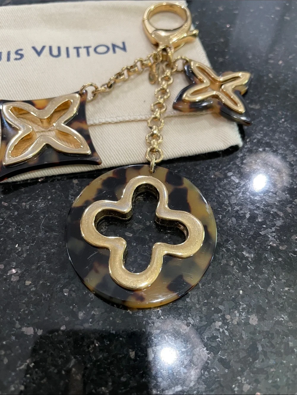 Louis Vuitton Insolence Bag Charm Metal and Tortoise Brown, Gold